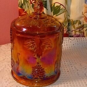 INDIANA CARNIVAL MARIGOLD HARVEST GRAPE CONTAINER JAR WITH LID